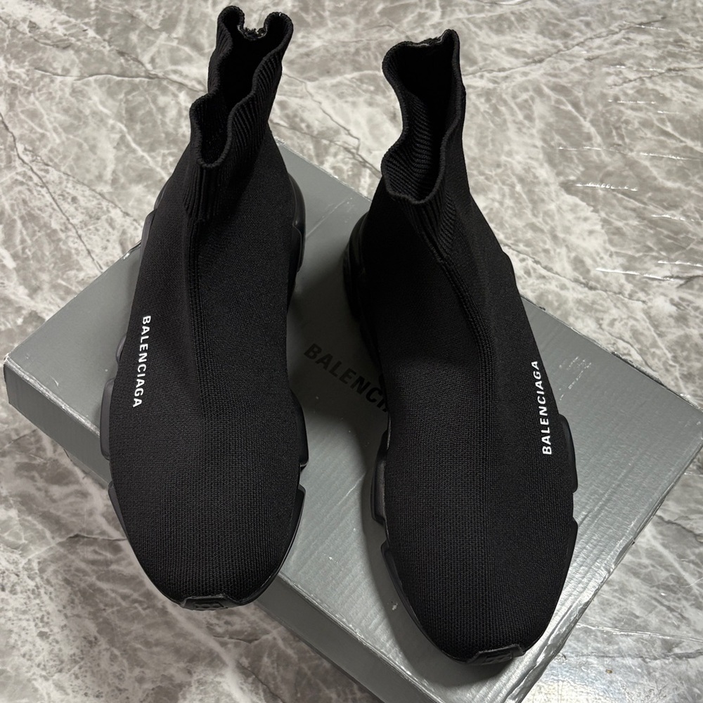 Balenciaga Men's Black Knit Sneakers
